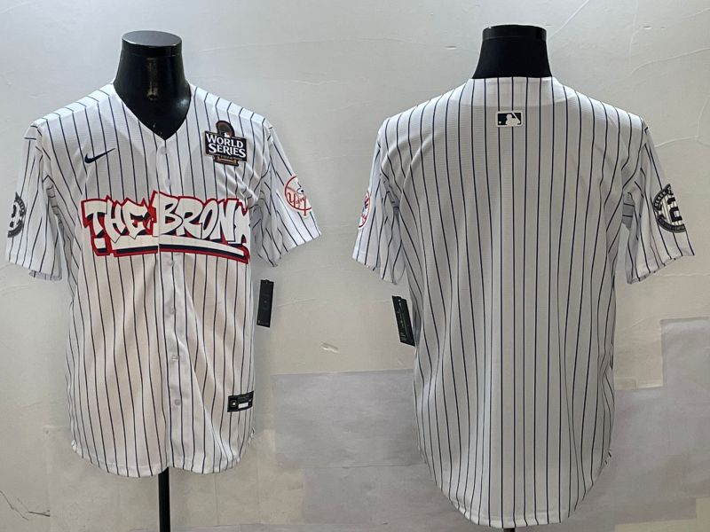 Men New York Yankees Blank White Stripe four generations Joint Name 2025 Nike MLB Jersey style 28